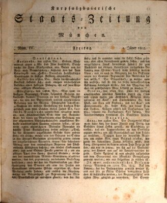 Kurpfalzbaierische Staatszeitung von München (Süddeutsche Presse) Freitag 4. Januar 1805