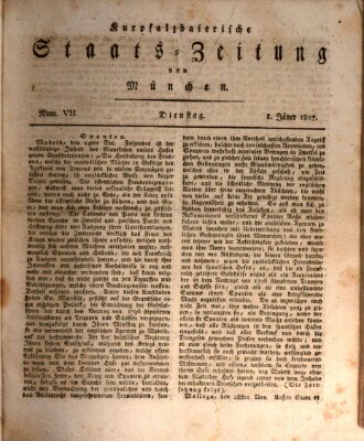 Kurpfalzbaierische Staatszeitung von München (Süddeutsche Presse) Dienstag 8. Januar 1805