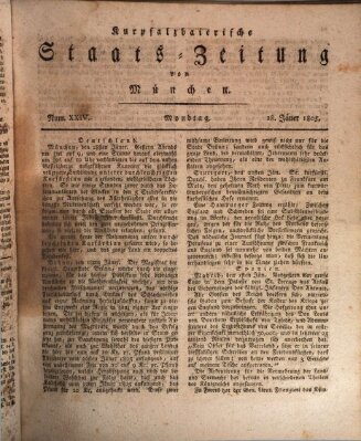 Kurpfalzbaierische Staatszeitung von München (Süddeutsche Presse) Montag 28. Januar 1805