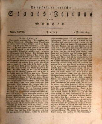 Kurpfalzbaierische Staatszeitung von München (Süddeutsche Presse) Freitag 1. Februar 1805