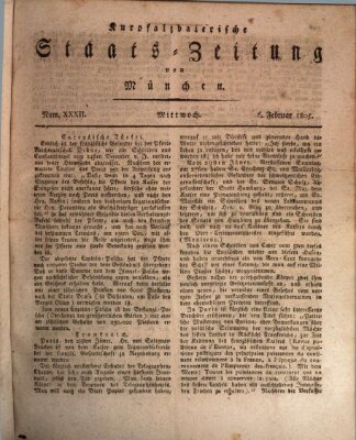 Kurpfalzbaierische Staatszeitung von München (Süddeutsche Presse) Mittwoch 6. Februar 1805