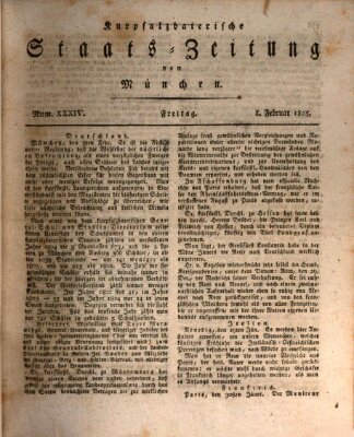 Kurpfalzbaierische Staatszeitung von München (Süddeutsche Presse) Freitag 8. Februar 1805