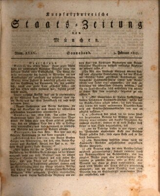 Kurpfalzbaierische Staatszeitung von München (Süddeutsche Presse) Samstag 9. Februar 1805