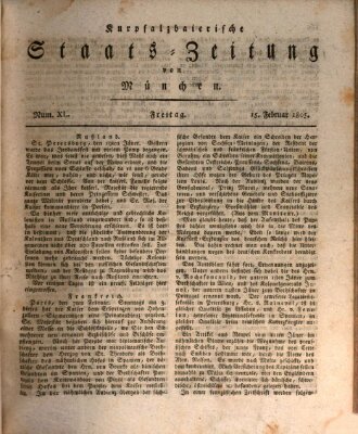 Kurpfalzbaierische Staatszeitung von München (Süddeutsche Presse) Freitag 15. Februar 1805