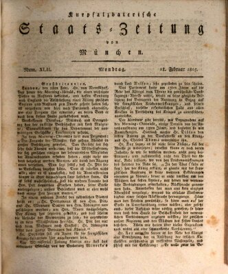 Kurpfalzbaierische Staatszeitung von München (Süddeutsche Presse) Montag 18. Februar 1805