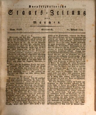 Kurpfalzbaierische Staatszeitung von München (Süddeutsche Presse) Mittwoch 20. Februar 1805