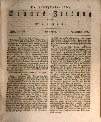 Kurpfalzbaierische Staatszeitung von München (Süddeutsche Presse) Montag 25. Februar 1805