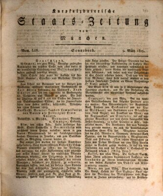 Kurpfalzbaierische Staatszeitung von München (Süddeutsche Presse) Samstag 9. März 1805