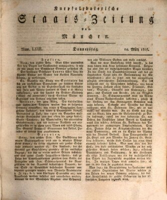 Kurpfalzbaierische Staatszeitung von München (Süddeutsche Presse) Donnerstag 14. März 1805