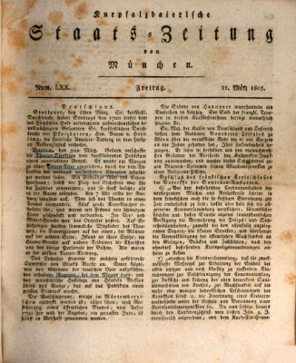 Kurpfalzbaierische Staatszeitung von München (Süddeutsche Presse) Freitag 22. März 1805