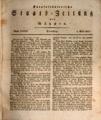 Kurpfalzbaierische Staatszeitung von München (Süddeutsche Presse) Dienstag 2. April 1805