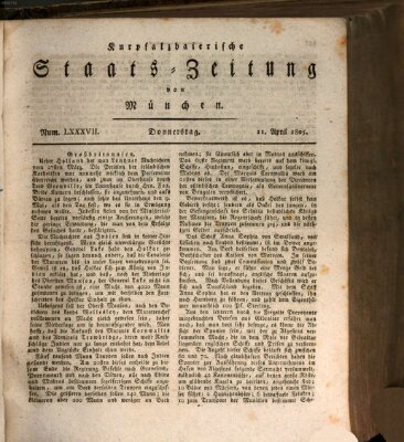 Kurpfalzbaierische Staatszeitung von München (Süddeutsche Presse) Donnerstag 11. April 1805