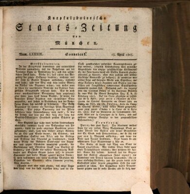 Kurpfalzbaierische Staatszeitung von München (Süddeutsche Presse) Samstag 13. April 1805