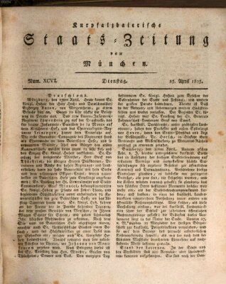 Kurpfalzbaierische Staatszeitung von München (Süddeutsche Presse) Dienstag 23. April 1805