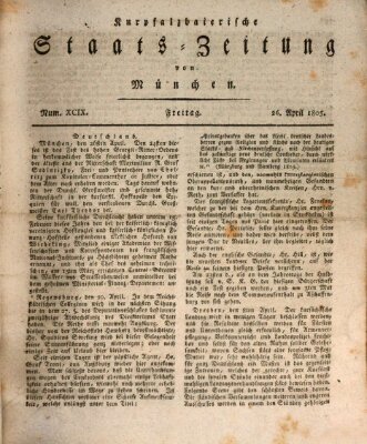 Kurpfalzbaierische Staatszeitung von München (Süddeutsche Presse) Freitag 26. April 1805