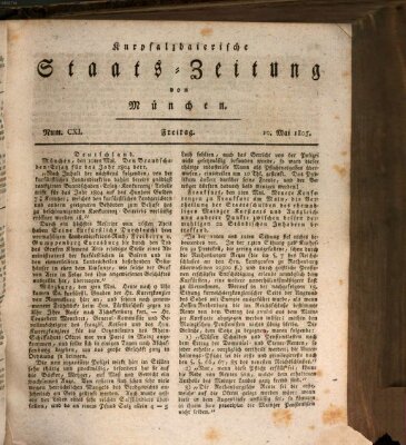 Kurpfalzbaierische Staatszeitung von München (Süddeutsche Presse) Freitag 10. Mai 1805