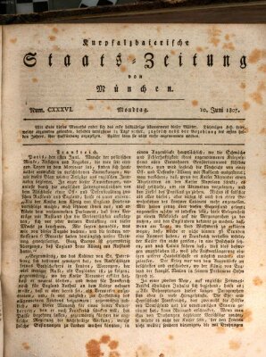 Kurpfalzbaierische Staatszeitung von München (Süddeutsche Presse) Montag 10. Juni 1805