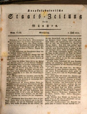 Kurpfalzbaierische Staatszeitung von München (Süddeutsche Presse) Montag 1. Juli 1805