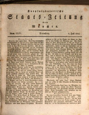 Kurpfalzbaierische Staatszeitung von München (Süddeutsche Presse) Dienstag 2. Juli 1805