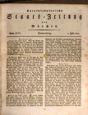 Kurpfalzbaierische Staatszeitung von München (Süddeutsche Presse) Donnerstag 4. Juli 1805