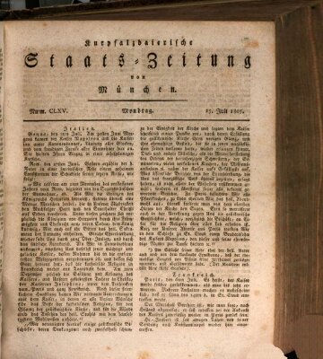 Kurpfalzbaierische Staatszeitung von München (Süddeutsche Presse) Montag 15. Juli 1805