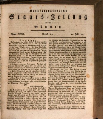 Kurpfalzbaierische Staatszeitung von München (Süddeutsche Presse) Montag 22. Juli 1805