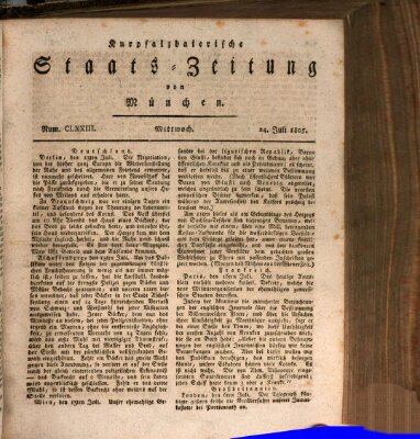 Kurpfalzbaierische Staatszeitung von München (Süddeutsche Presse) Mittwoch 24. Juli 1805