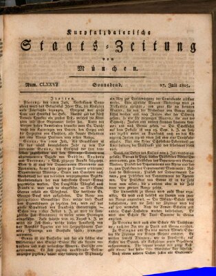 Kurpfalzbaierische Staatszeitung von München (Süddeutsche Presse) Samstag 27. Juli 1805