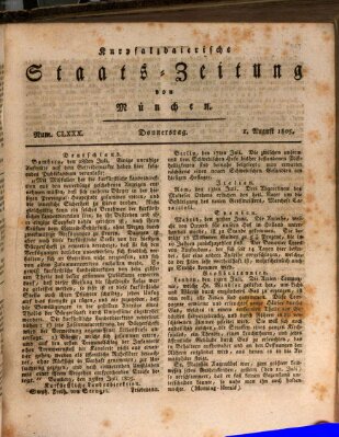 Kurpfalzbaierische Staatszeitung von München (Süddeutsche Presse) Donnerstag 1. August 1805