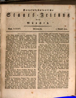 Kurpfalzbaierische Staatszeitung von München (Süddeutsche Presse) Mittwoch 7. August 1805