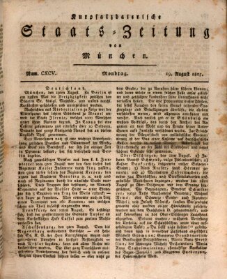 Kurpfalzbaierische Staatszeitung von München (Süddeutsche Presse) Montag 19. August 1805