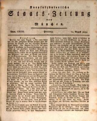 Kurpfalzbaierische Staatszeitung von München (Süddeutsche Presse) Freitag 23. August 1805