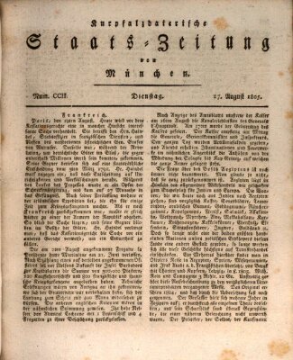 Kurpfalzbaierische Staatszeitung von München (Süddeutsche Presse) Dienstag 27. August 1805