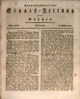 Kurpfalzbaierische Staatszeitung von München (Süddeutsche Presse) Mittwoch 28. August 1805