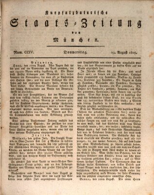 Kurpfalzbaierische Staatszeitung von München (Süddeutsche Presse) Donnerstag 29. August 1805