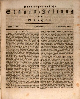 Kurpfalzbaierische Staatszeitung von München (Süddeutsche Presse) Samstag 7. September 1805