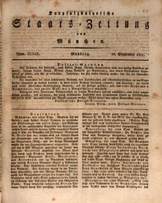 Kurpfalzbaierische Staatszeitung von München (Süddeutsche Presse) Montag 16. September 1805