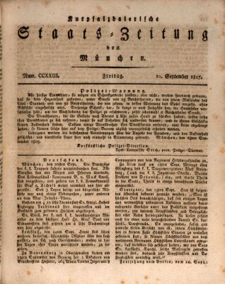 Kurpfalzbaierische Staatszeitung von München (Süddeutsche Presse) Freitag 20. September 1805