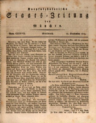 Kurpfalzbaierische Staatszeitung von München (Süddeutsche Presse) Mittwoch 25. September 1805