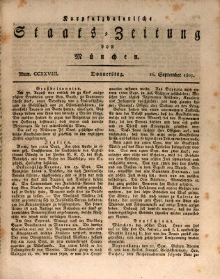 Kurpfalzbaierische Staatszeitung von München (Süddeutsche Presse) Donnerstag 26. September 1805