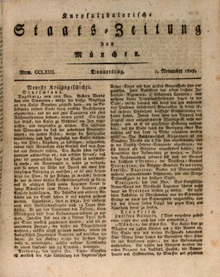 Kurpfalzbaierische Staatszeitung von München (Süddeutsche Presse) Donnerstag 7. November 1805