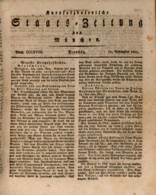 Kurpfalzbaierische Staatszeitung von München (Süddeutsche Presse) Dienstag 12. November 1805