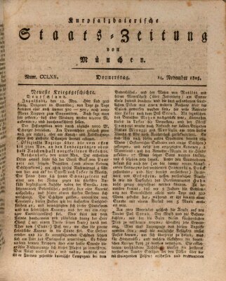 Kurpfalzbaierische Staatszeitung von München (Süddeutsche Presse) Donnerstag 14. November 1805