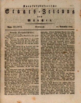 Kurpfalzbaierische Staatszeitung von München (Süddeutsche Presse) Mittwoch 20. November 1805