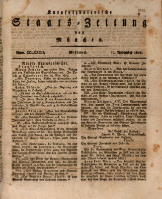 Kurpfalzbaierische Staatszeitung von München (Süddeutsche Presse) Mittwoch 27. November 1805