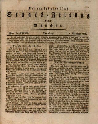 Kurpfalzbaierische Staatszeitung von München (Süddeutsche Presse) Dienstag 3. Dezember 1805