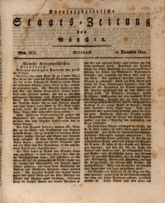 Kurpfalzbaierische Staatszeitung von München (Süddeutsche Presse) Mittwoch 18. Dezember 1805