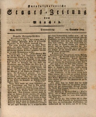 Kurpfalzbaierische Staatszeitung von München (Süddeutsche Presse) Donnerstag 19. Dezember 1805