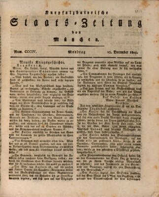 Kurpfalzbaierische Staatszeitung von München (Süddeutsche Presse) Montag 23. Dezember 1805