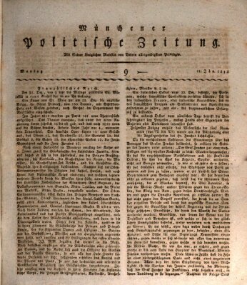 Münchener politische Zeitung (Süddeutsche Presse) Montag 11. Januar 1813